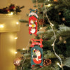 2Pcs Set Of Wooden Sledge With Santa & Snowman Christmas Tree Ornaments