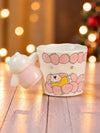 White Strawberry Bear Ceramic Hot Chocolate and Coffee Christmas Mug with 3D Pink Bear Handle