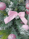 3 Ft. Pastel Pink Swirl Snowy Bushy Christmas Tree Filled With Balls And Ornament Fillers