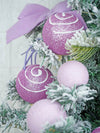 3 Ft. Pastel Purple Swirl Snowy Bushy Christmas Tree Filled With Balls And Ornament Fillers