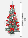 3 Ft. Red Swirl Frosty Bushy Christmas Tree Filled With Balls And Ornament Fillers