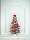 3 Ft. Red Swirl Frosty Bushy Christmas Tree Filled With Balls And Ornament Fillers