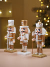 Royal Gold & White Set of 3 Wooden Nutcrackers, Christmas Table Décor, 6.2 inches ht