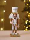 Royal Gold & White Set of 3 Wooden Nutcrackers, Christmas Table Décor, 6.2 inches ht