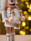 Royal Gold & White Set of 3 Wooden Nutcrackers, Christmas Table Décor, 6.2 inches ht