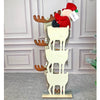 3 Tier Wooden Mdf Stacked Reindeer & Santa
