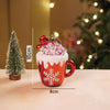 3Pcs Set Of Shiny Red Santa, Elf And Marshmallow Mug Christmas Tree Ornaments