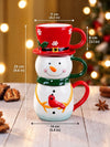Snowman Themed 3-Piece Stackable Ceramic Christmas Hot Chocolate & Coffee Mugs Set, 9.5 inches ht