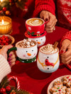 Snowman Themed 3-Piece Stackable Ceramic Christmas Hot Chocolate & Coffee Mugs Set, 9.5 inches ht