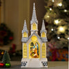 3 Tower Church With Holy Family Decor With Musical Glitter Water, Rotation & Light
