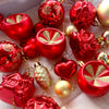40Pcs Red Sequenced With Gold Christmas Tree Balls