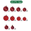 45 Pcs Red Shiny Mix Themed Christmas Balls Tree Hanging
