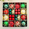 46Pcs Stripes & Flakes Red, Green Gold Christmas Tree Balls