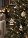 50 pcs Black & Gold Wonderland Christmas Tree Ornaments, Xmas Tree Decoration Balls Set