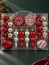 52 pcs Burgundy & Champagne Gold Christmas Tree Ornaments, Xmas Tree Decoration Balls Set