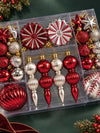 52 pcs Burgundy & Champagne Gold Christmas Tree Ornaments, Xmas Tree Decoration Balls Set