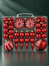 52 pcs Classic Ruby Christmas Tree Ornaments, Xmas Tree Decoration Balls Set