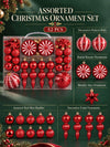 52 pcs Classic Ruby Christmas Tree Ornaments, Xmas Tree Decoration Balls Set