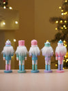 Pastel Candy Wonderland Set of 5 Wooden Nutcrackers, Christmas Tree Ornaments, 5.1 inches ht