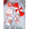 5 Pcs Red Candyland Themed Big Size Christmas Tree Ornaments