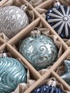 60 pcs Frosty Blue & Silver Christmas Tree Ornaments, Xmas Tree Decoration Balls Set