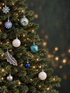 60 pcs Frosty Blue & Silver Christmas Tree Ornaments, Xmas Tree Decoration Balls Set