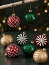 60 pcs Festive Red, Green & Gold Christmas Tree Ornaments, Xmas Tree Decoration Balls Set