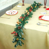 6 Ft. Gold, Green Red Bows, Xmas Garland Filled With Cherries, Snow Dust Fillers & Pinecones Christmas Garland