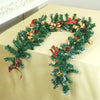 6 Ft. Gold, Green Red Bows, Xmas Garland Filled With Cherries, Snow Dust Fillers & Pinecones Christmas Garland