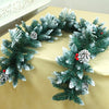 6 Ft. Snow Dust, Green Xmas Garland Filled With Cherries, Snow Dust Fillers & Snow Pinecones Christmas Garland