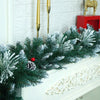 6 Ft. Snow Dust, Green Xmas Garland Filled With Cherries, Snow Dust Fillers & Snow Pinecones Christmas Garland