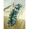 6 Ft. Snow Dust, Green Xmas Garland Filled With Cherries, Snow Dust Fillers & Snow Pinecones Christmas Garland