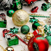 70Pcs London Teddy Red & Green Themed Assorted Christmas Tree Balls
