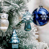 70Pcs Blue & Silver Owl Chandelier Themed Assorted Christmas Tree Balls
