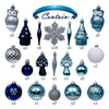 70Pcs Blue & Silver Owl Chandelier Themed Assorted Christmas Tree Balls