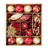 70Pcs Red & Gold Poinsetta Themed Assorted Christmas Tree Balls