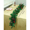 8 Ft. Bushy Frosty Cherry Deep Green Xmas Garland Filled With Bows, Balls & Big Size Pinecones Christmas Garland