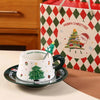 Minimal Christmas Tree Ceramic Cup & Saucer With 3D Christmas Tree Spoon Gift Box Set