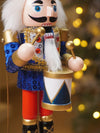 13 Inches Musical Blue Wooden Drummer Nutcracker, Christmas Table Décor,