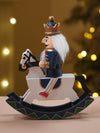 Royal Blue Wooden Nutcracker on Rocking Horse, Christmas Table Decor & Tree Ornament,5.45 inches ht
