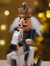 Royal Blue Wooden Nutcracker on Rocking Horse, Christmas Table Decor & Tree Ornament,5.45 inches ht