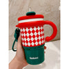 Red Checks Stainless Steel Water And Coffee Tumbler | 600Ml With Free Cleaning Brush
