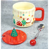 Chimney Santa Themed Christmas Mug With 3D Christmas Tree Lid And Stainless Spoon