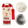 Deer Happy, Christmas Themed Stainless Steel Coffee/Water Tumbler Bottle | 500Ml With Free Cleaning Brush