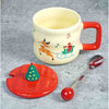 Deer With Sledge Christmas Mug With 3D Christmas Tree Lid And Stainless Spoon