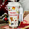 Christmas Doodle, Xmas Themed Stainless Steel Coffee/Water Tumbler Bottle | 500Ml With Free Cleaning Brush