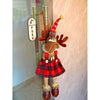 Striped Frock Reindeer Door Hanger Decor
