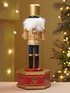 13 Inches Musical Gold Wooden Drummer Nutcracker, Christmas Table Décor,