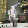 Grey Shiny Hanging Sledge Santa | 12 Inches