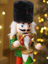 13 Inches Musical Green Wooden Drummer Nutcracker, Christmas Table Décor